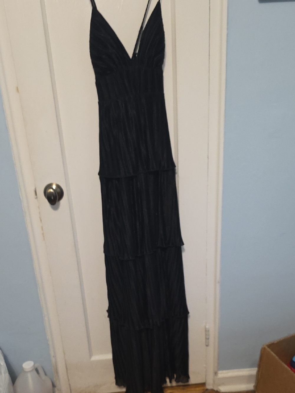 Emerald Sundae Black Tiered Maxi Dress